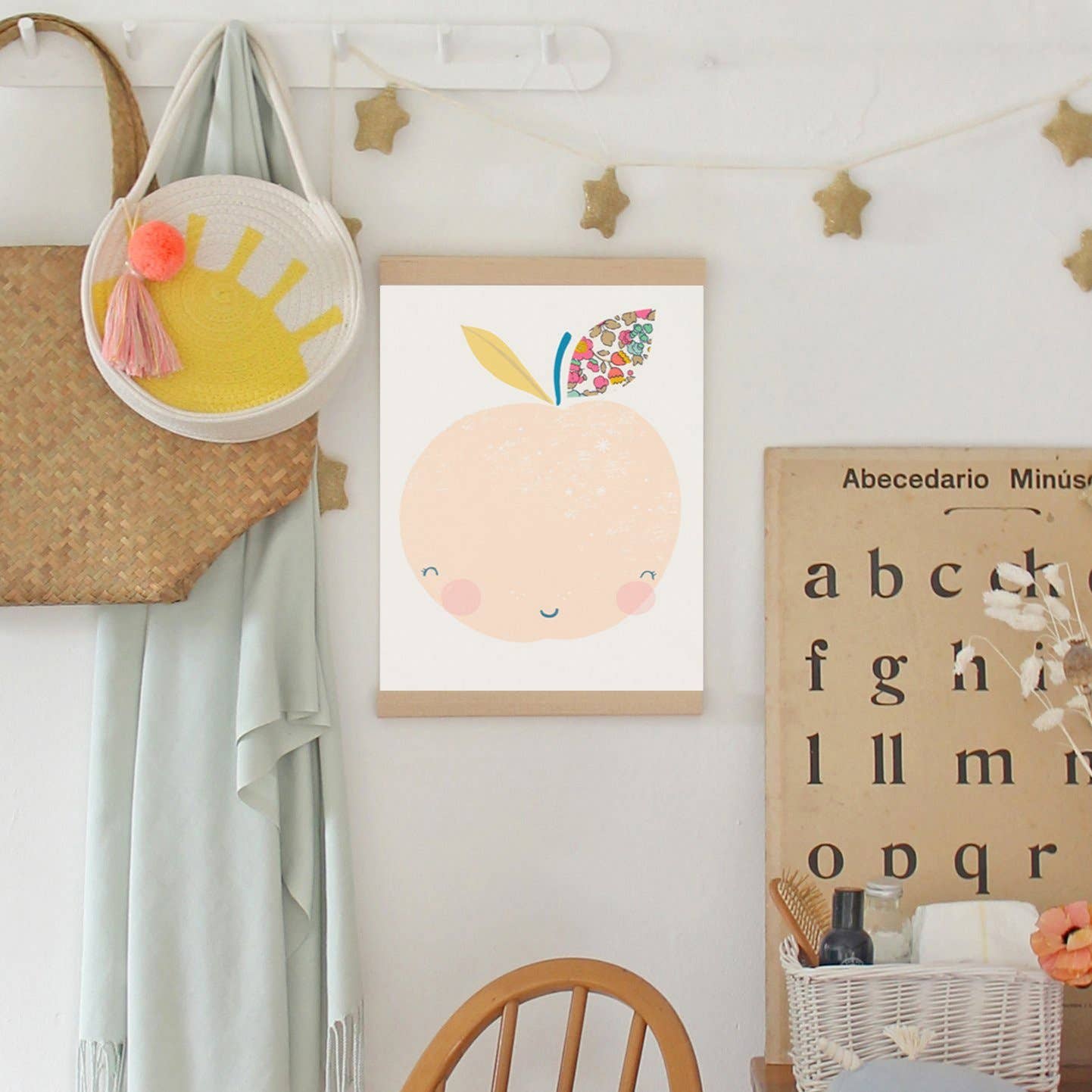 Liberty Print Peach Nursery Art A3