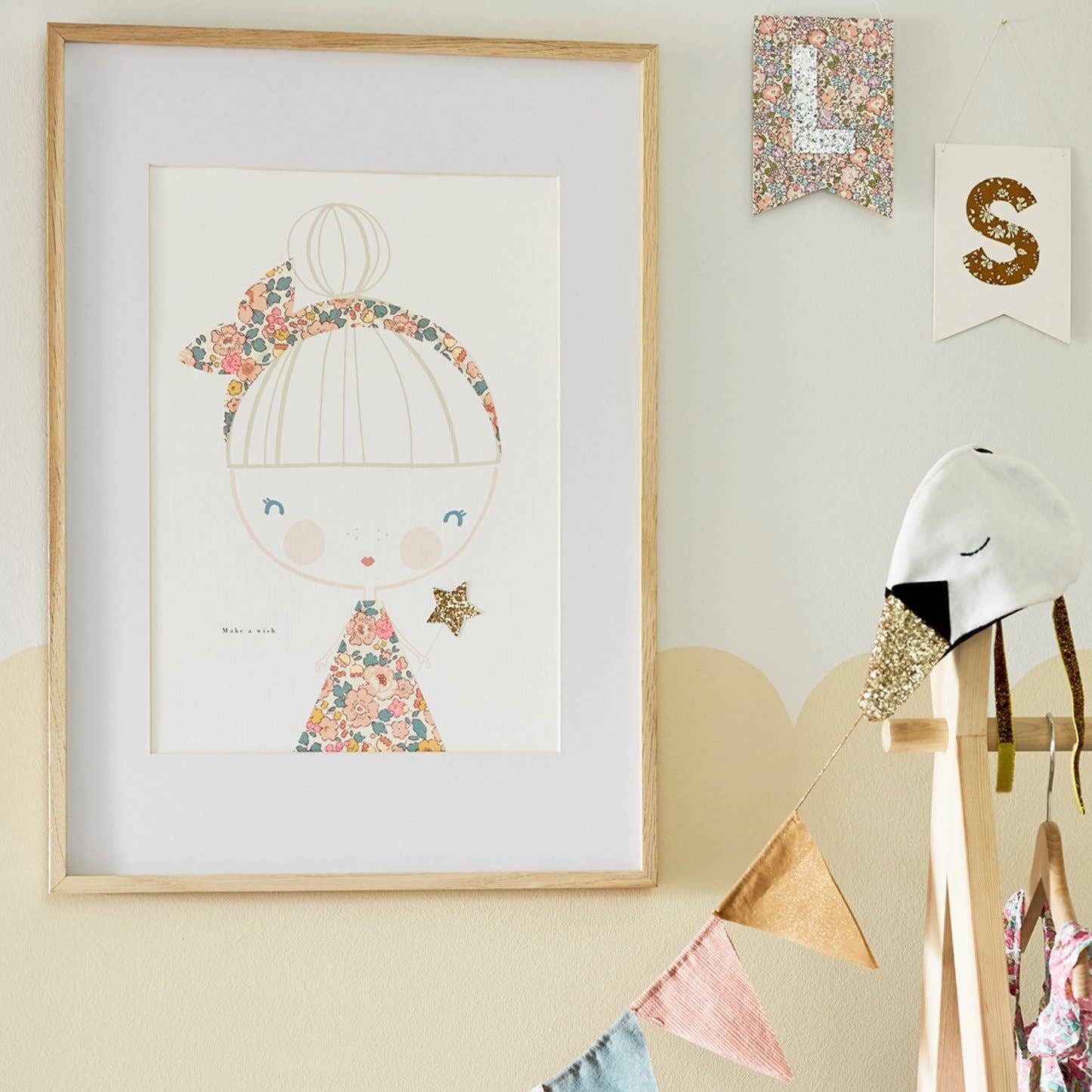 Liberty Print Glitter Fairy Nursery Art A4