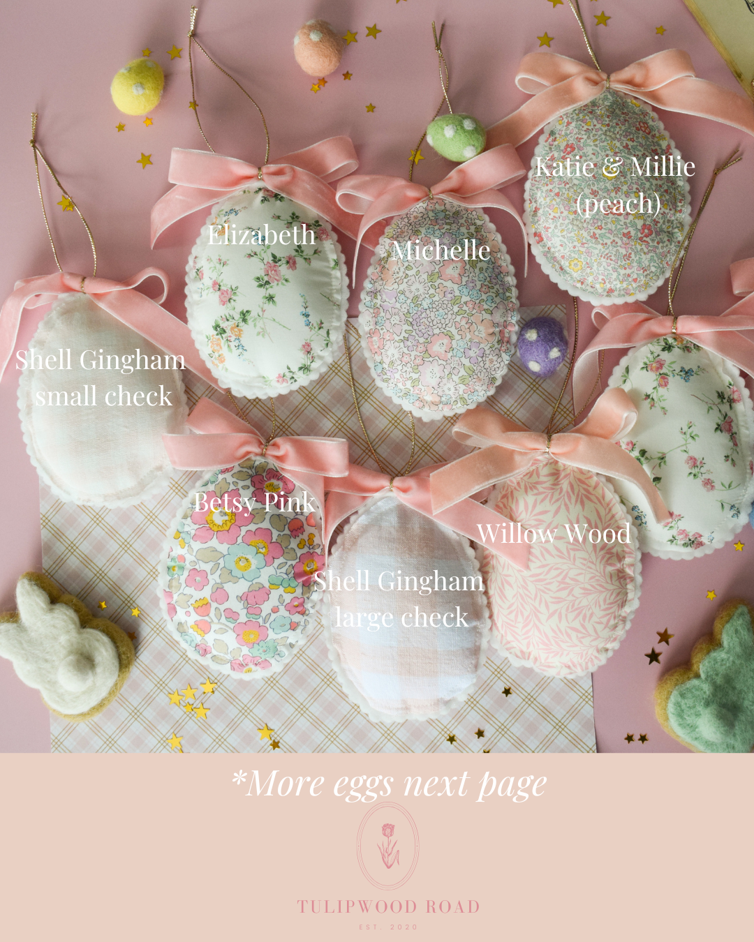 Heirloom Fabric Egg Decorations - Assorted Prints