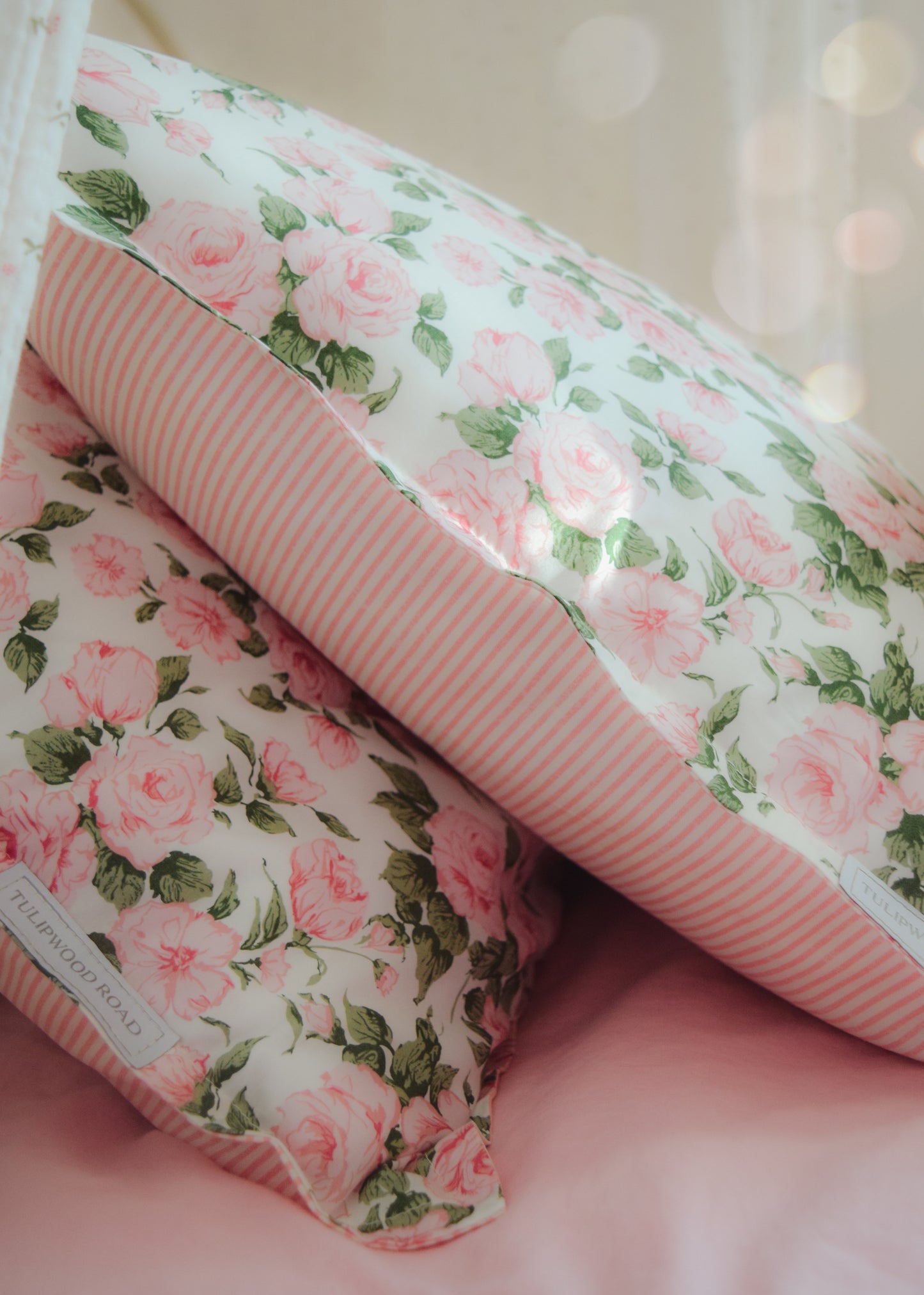 Liberty of London 'Carline Rose' + Pink Stripe Pillowcase