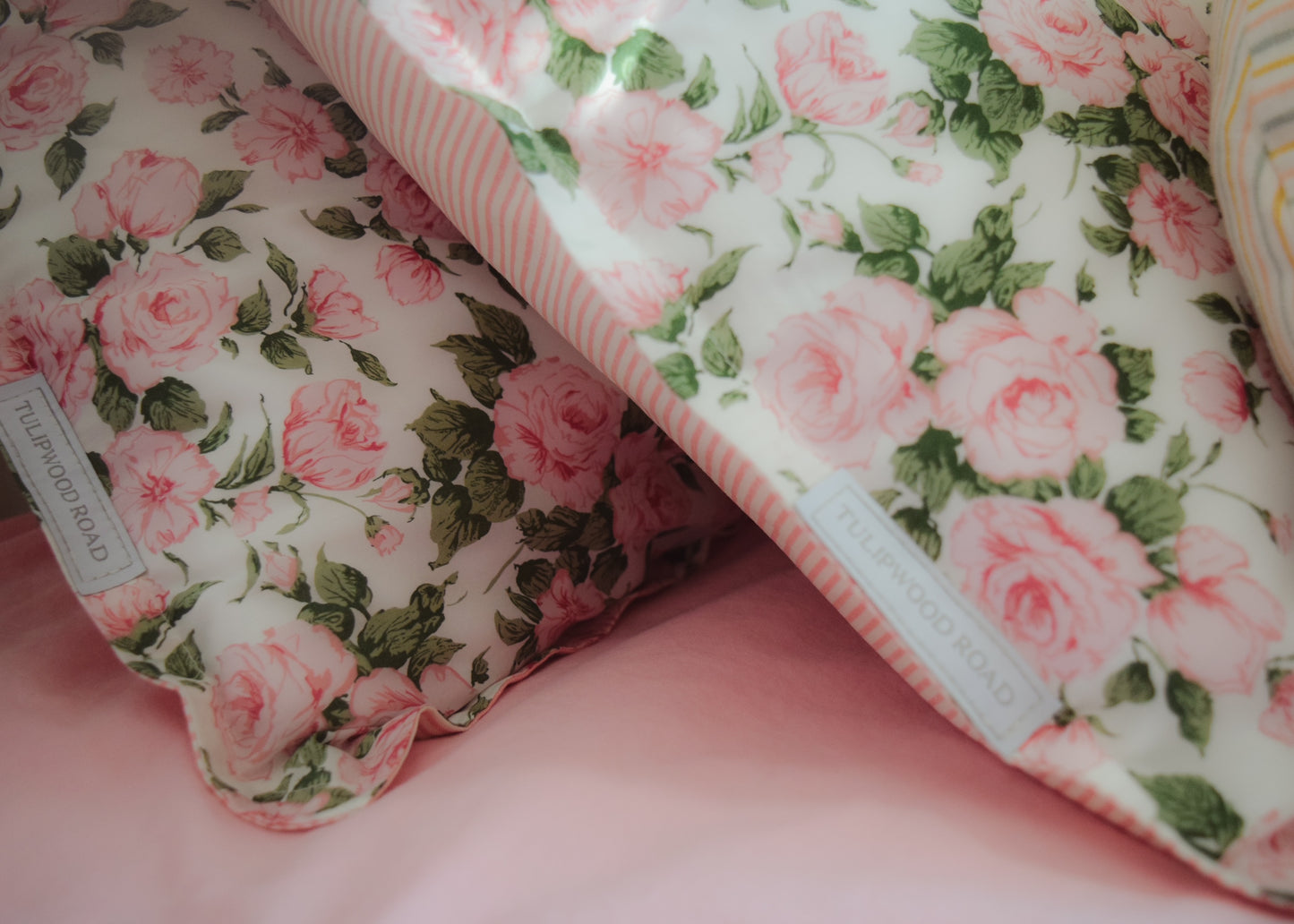 Liberty of London 'Carline Rose' + Pink Stripe Pillowcase