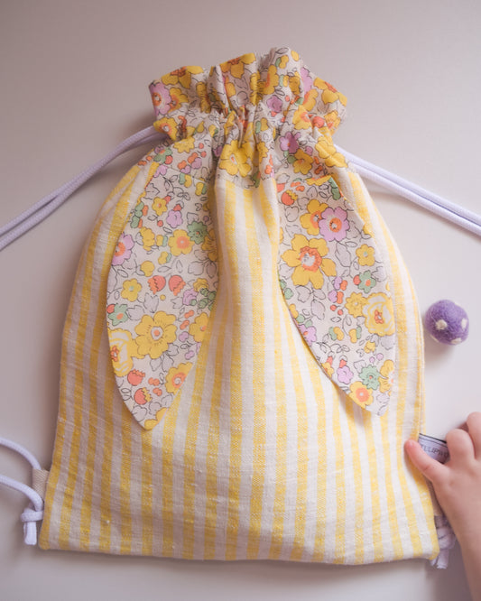 Liberty of London Backpack - Liberty Betsy Primrose + Yellow Stripe Linen