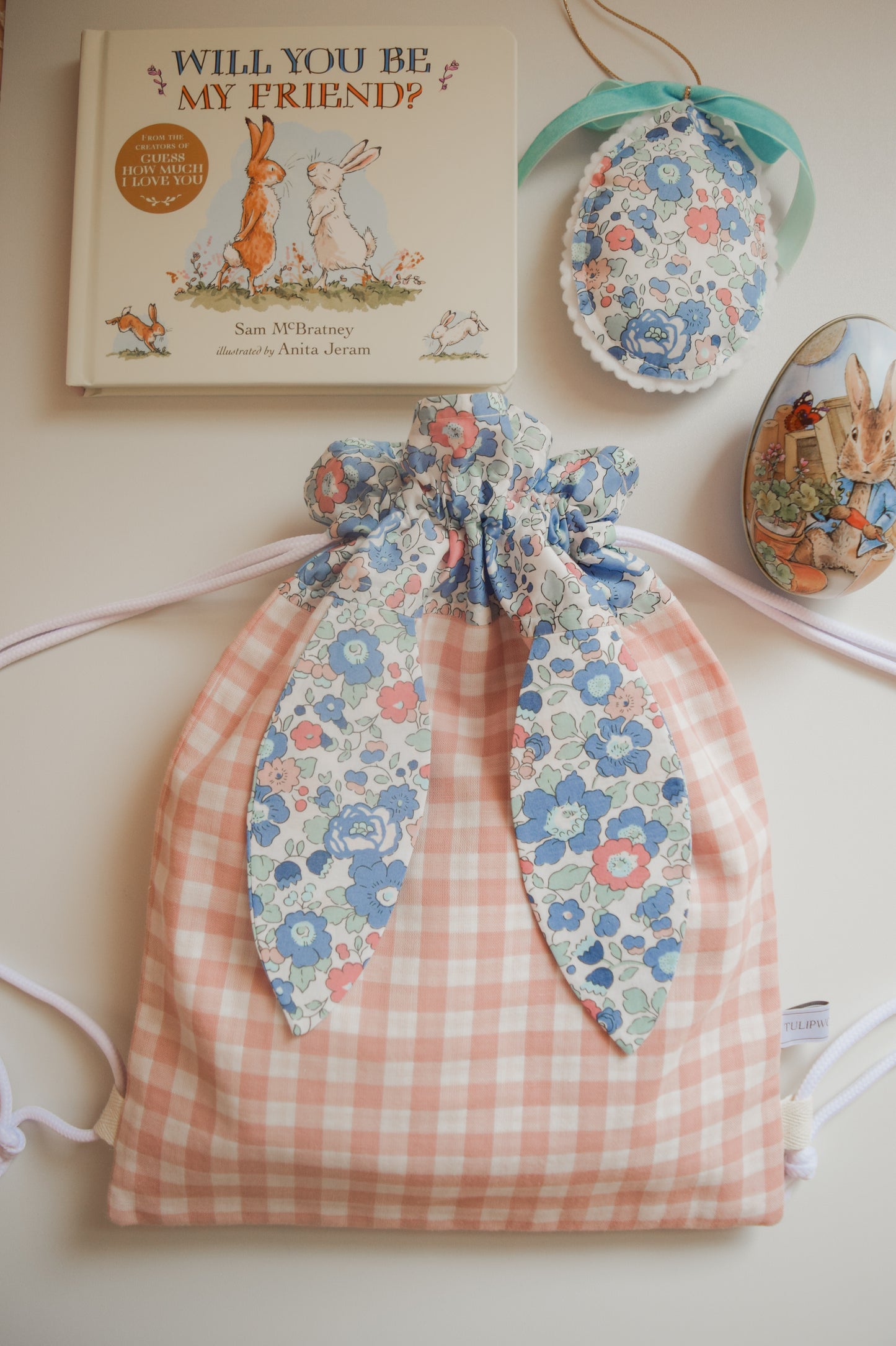 Liberty of London Bunny Backpack - 'Betsy Blue' & Blush Gingham