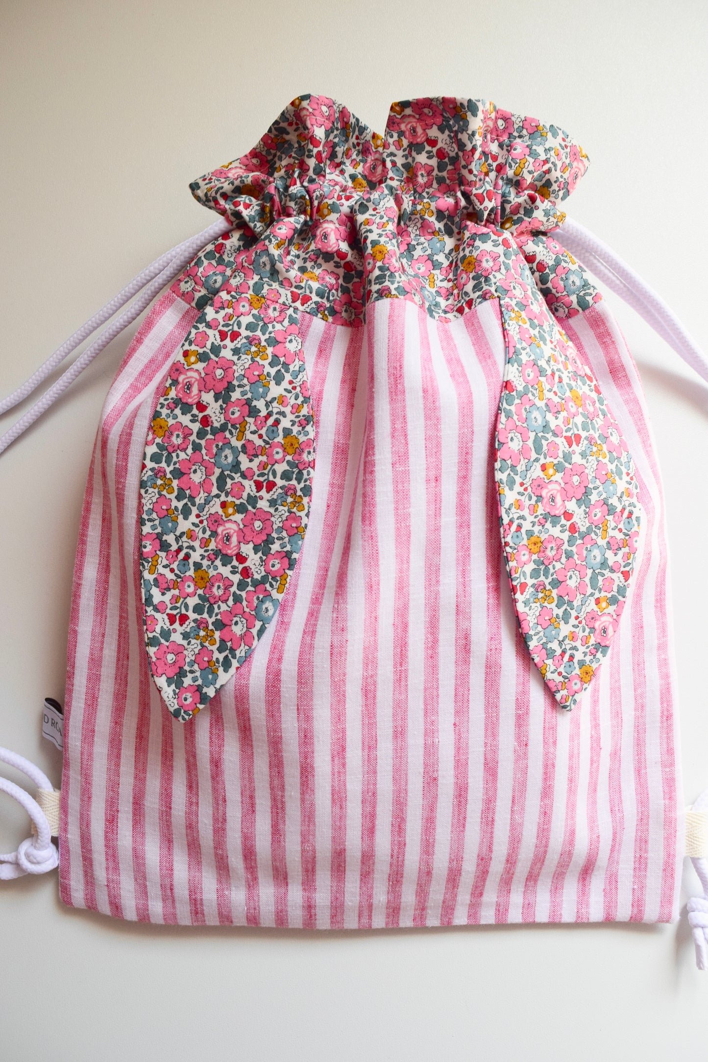 Liberty of London Bunny Backpack - 'Betsy Ann' & Wide Pink Stripe