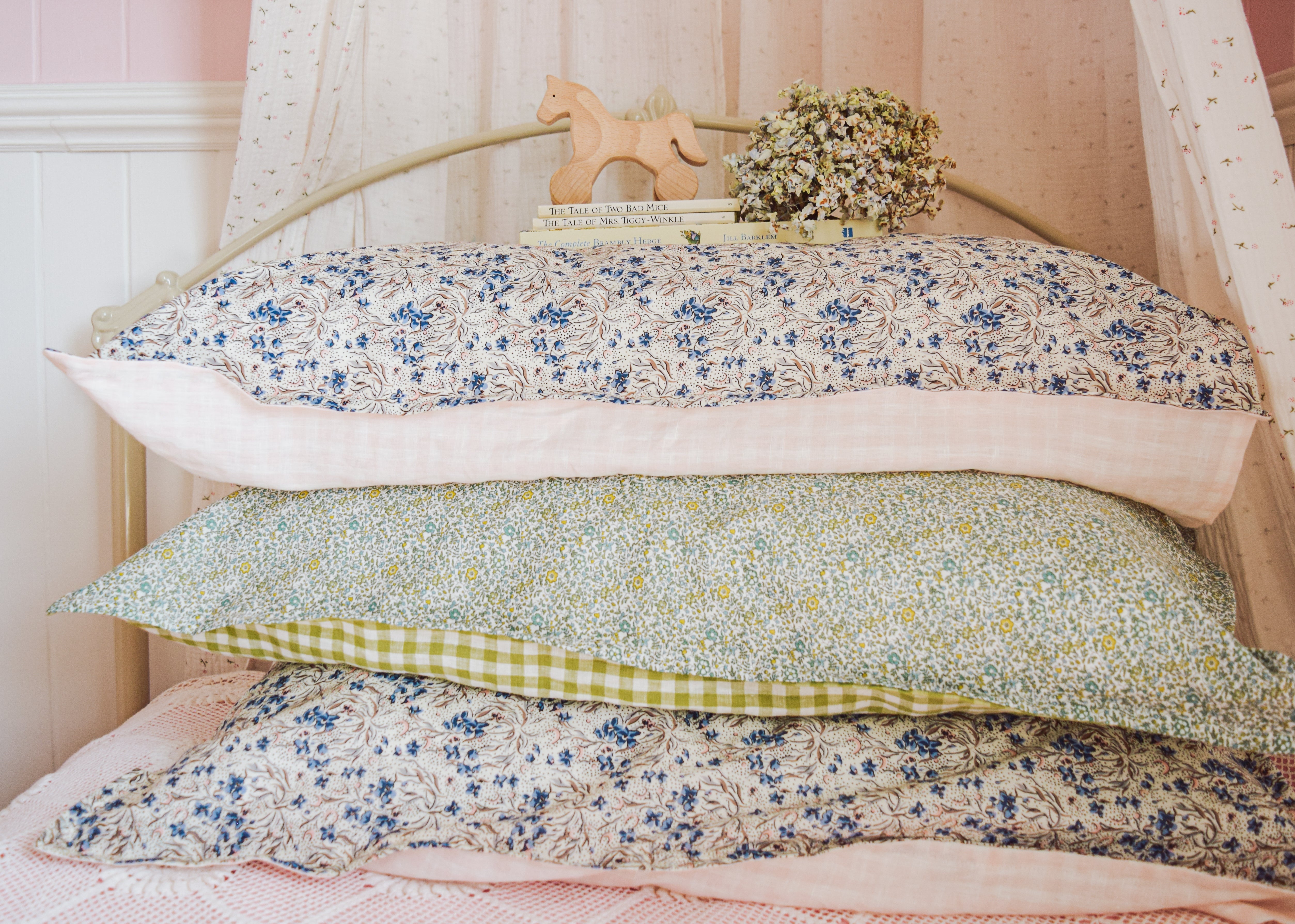 Liberty print shop pillow cases