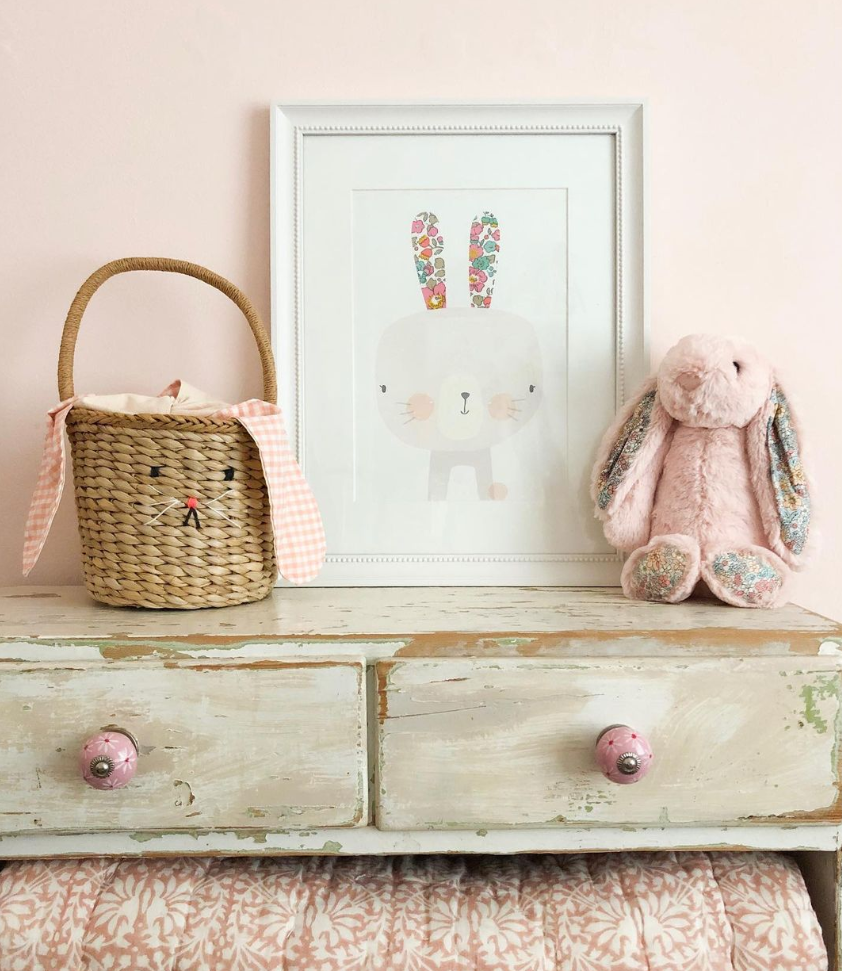 Liberty Print - Rabbit Nursery Art A4