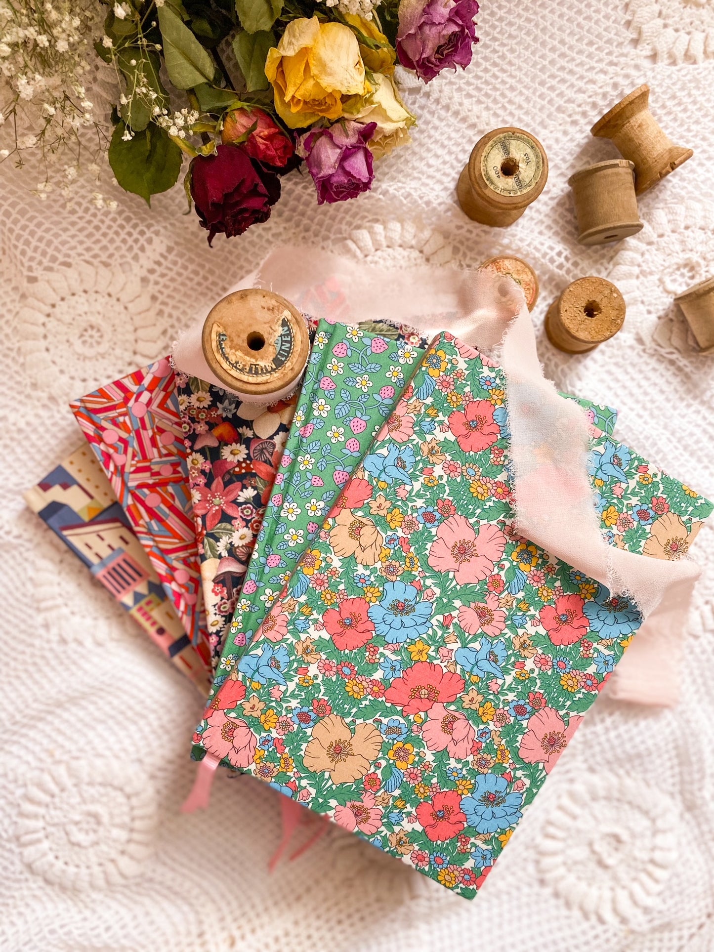 Liberty Notebook Strawberries and Cream (Green)