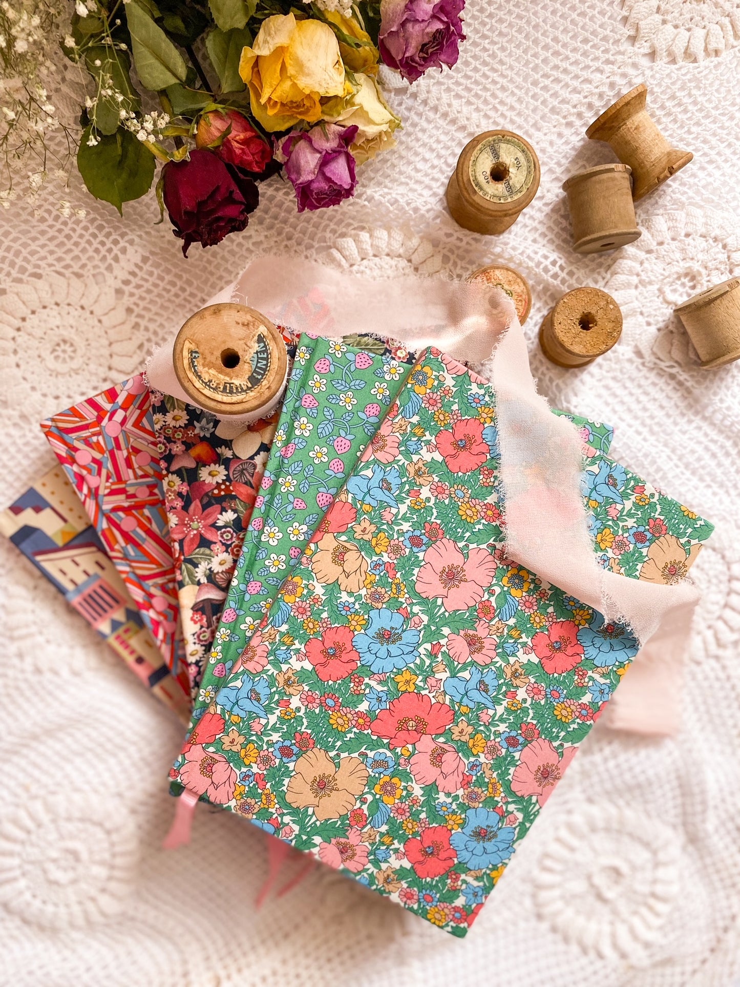 Liberty Notebook Strawberries and Cream (Green)
