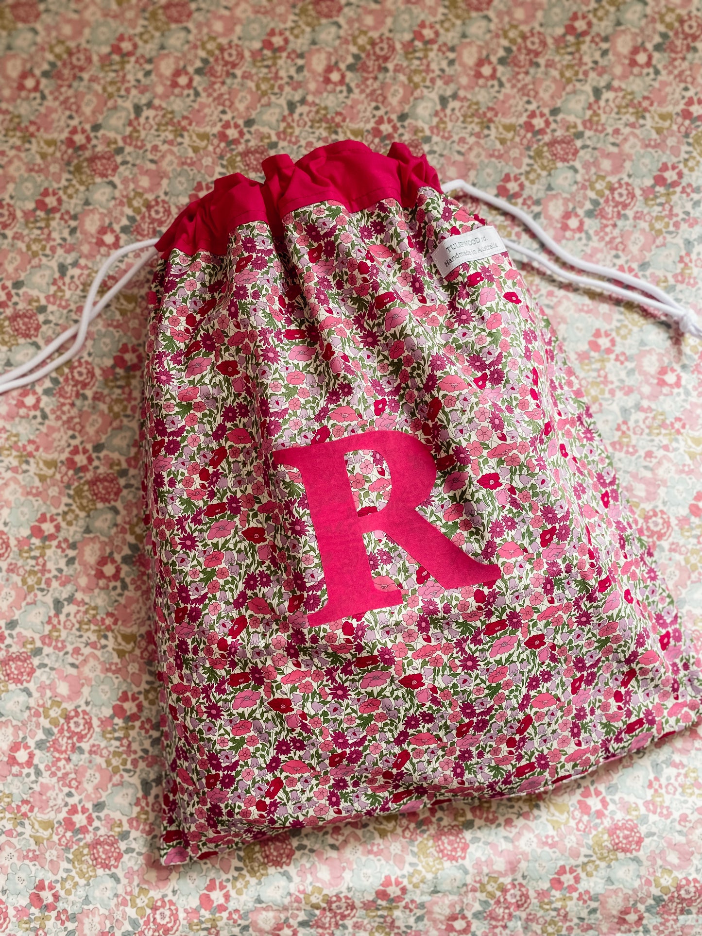 Signature Liberty Drawstring Bag - Poppy Forest Pink (MADE TO ORDER)