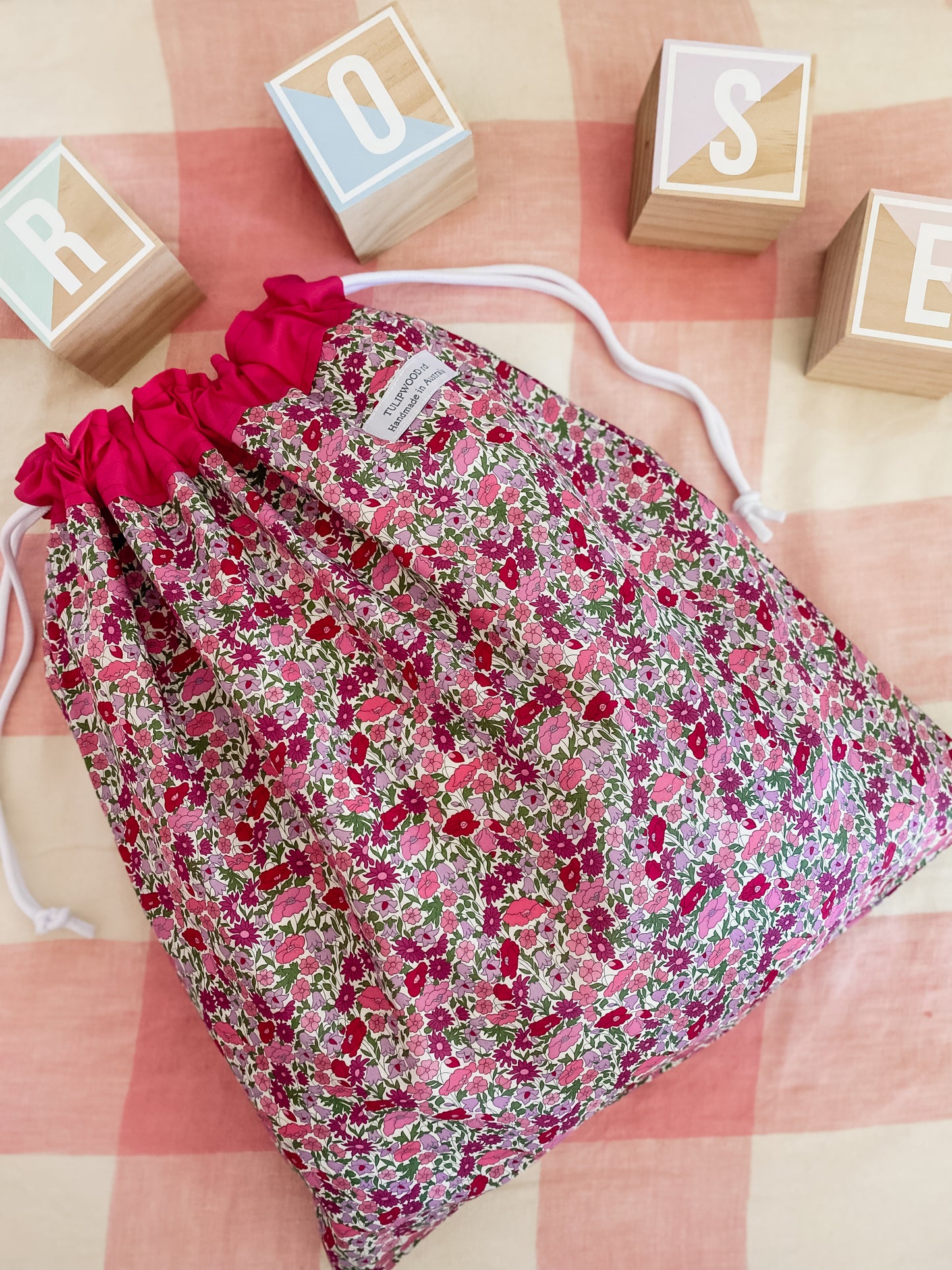 Signature Liberty Drawstring Bag - Poppy Forest Pink (MADE TO ORDER)